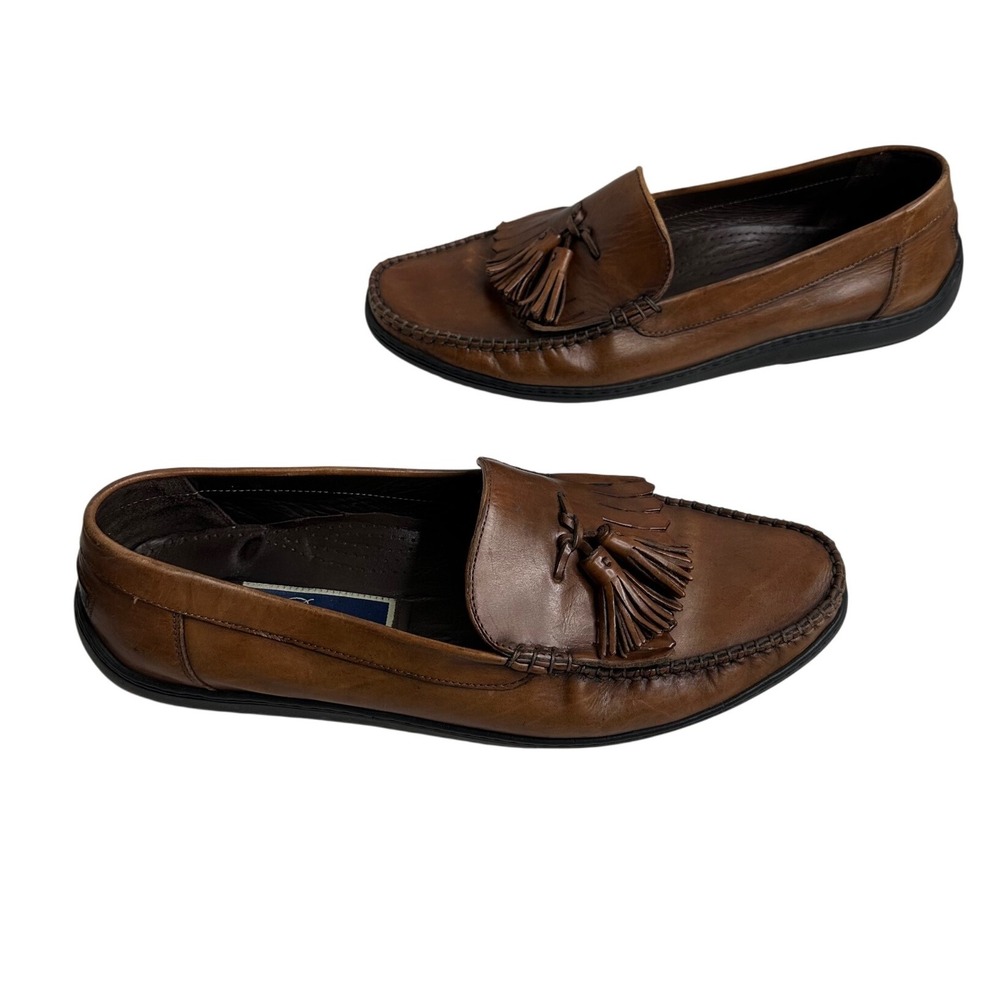 Bragano Men's Brown Leather‎ Tassel Loafer Dress Shoes Size 10.5 M ITALY made
